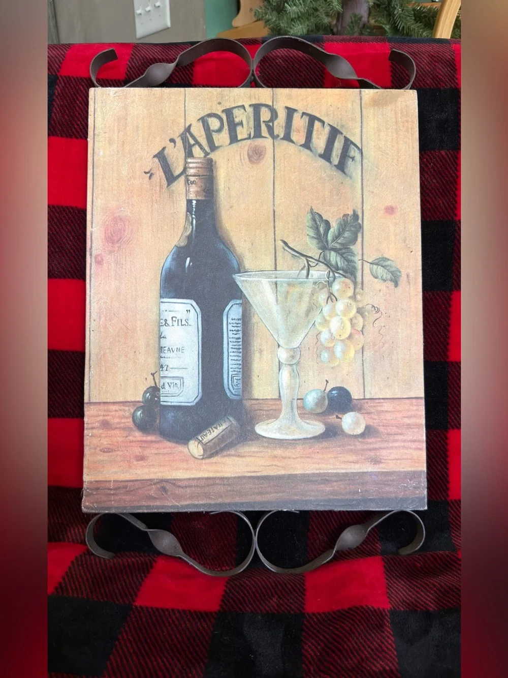 Vintage Wine Art Triptych Wall Plaques – Rustic Wine Bottle Prints    13”x11” ea
